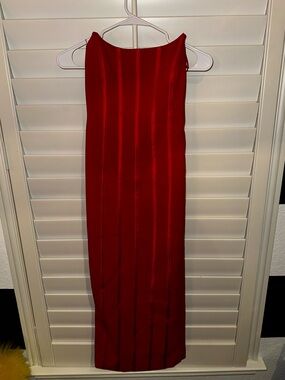 Red Strapless Column Evening Dress